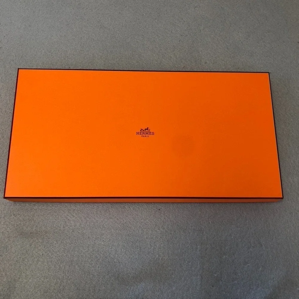 Authentic Hermes Orange Storage Gift Box Empty 14.5x7.5x1.5 Small Rectangle